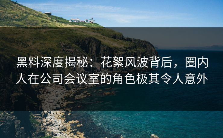 黑料深度揭秘：花絮风波背后，圈内人在公司会议室的角色极其令人意外