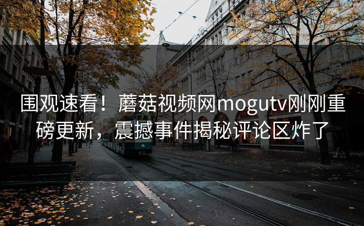 围观速看！蘑菇视频网mogutv刚刚重磅更新，震撼事件揭秘评论区炸了