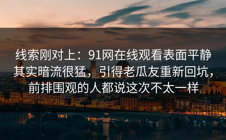线索刚对上：91网在线观看表面平静其实暗流很猛，引得老瓜友重新回坑，前排围观的人都说这次不太一样